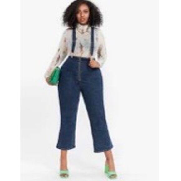 Cropped Flare Leg Suspender Jeans- Size 20 - Picture 1 of 3